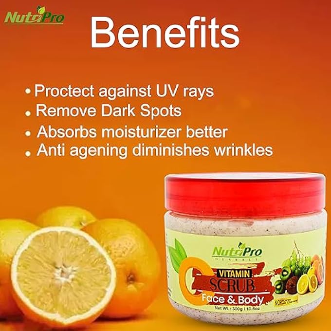 nutripro VITAMIN C FACIAL KIT 1200GM, BRIGHTENING, HYDRATING, ANTI-AGING SKINCARE SET WITH VITAMIN C SCRUB, MASSAGE CREAM, PACK, FACE GEL, REVITALIZE YOUR SKIN, SUITABLE FOR ALL SKIN TYPES 4-PIECE KIT - Image 2